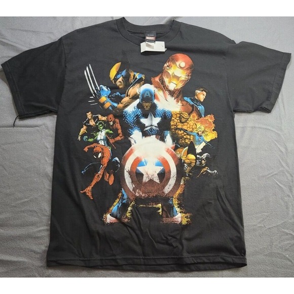Mad Engine Marvel Avengers 2012 Mens L blackgraphic shirt NWT